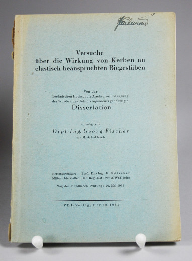 Versuche ber die Wirkung von Kerben an elastisch beanspruchten Biegestben